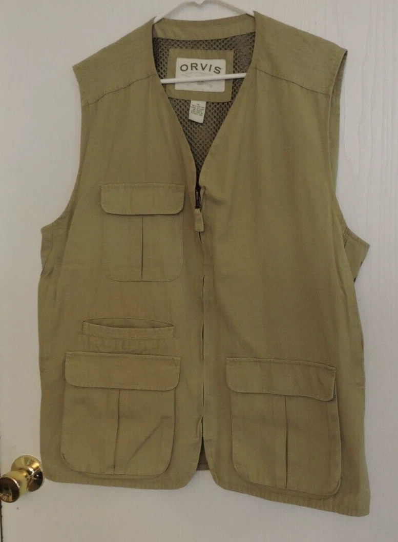 Gilet ORVIS homme XL beige kaki pêche à la mouche gilet veste tir chasse
