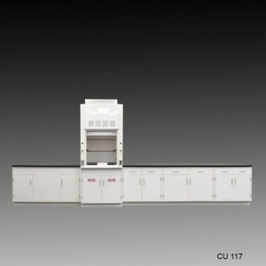 Fisher American 3' Fume Hood w/ ACID Storage &15' Laboratory Cabinet / E2-204