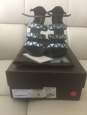 New    Authentic Gucci Blue Crystal Rhinestones Heels Sz. 37.5 7.5  995