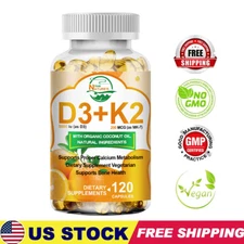 NEW Vitamin K2 D3 MK-7 5000IU Supplement, 120 Softgels - Gluten Free and Non-GMO
