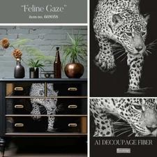 Feline Gaze | A1 Fiber Decoupage | 23.4" x 33.1 | Redesign with Prima