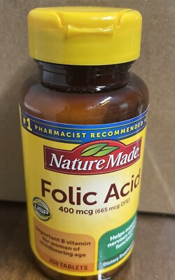 Folic Acid 400 mcg (665 DFE), Dietary 250 Count (Pack of 1) 