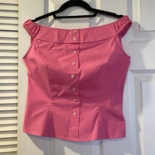 Renfrew Collection Sleeveless Top size 8 Pink Off Shoulder Cropped Coquette
