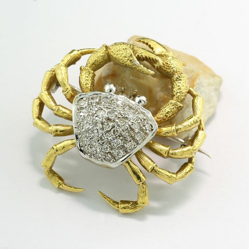Spilla " Granchio " Diamanti 750-Gelbgold 750-Weißgold 11,6 Grammi Tierschmuck