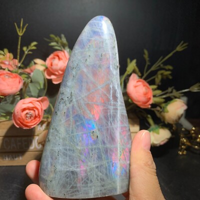 550g Natural Purple Labradorite Free Form Ornament Crystal Quartz Reiki 130mm