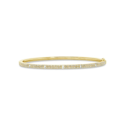 Diamant Baguette Armreif 14k Gelbgold natürliches zierliches Armband 0,59ct F VS2