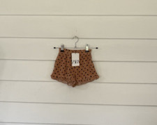 ZARA Girl Terry Muted Orange floral Terry Ruffled shorts Elastic Waist 4-5 years