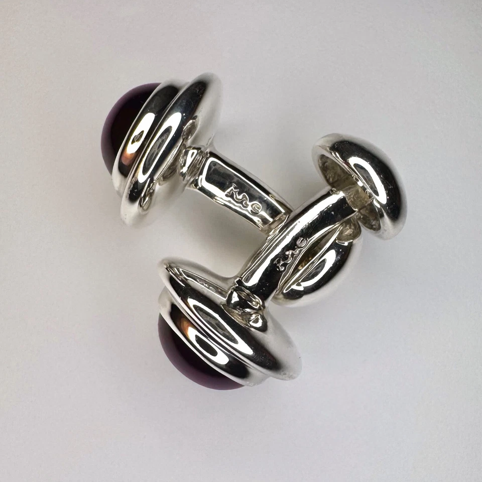 Robin Rotenier纯银石榴石球形袖扣 — 第 2/3 张图片