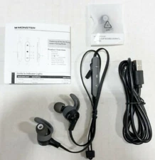 Monster iSport Achieve in-Ear Bluetooth Headphones 137089 earbuds Headset BLACK