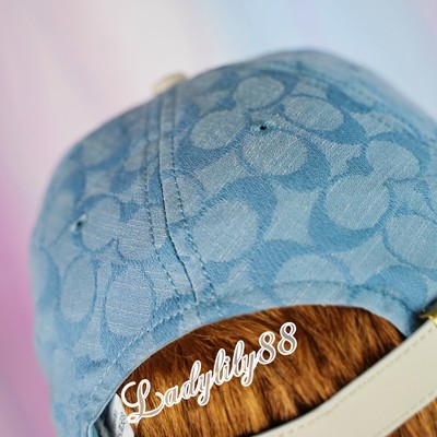 New COACH Signature Chambray Jeans Color Baseball Hat sale Authentic hat sz M/L COACH® Outlet | Denim Baseball Hat main image 4