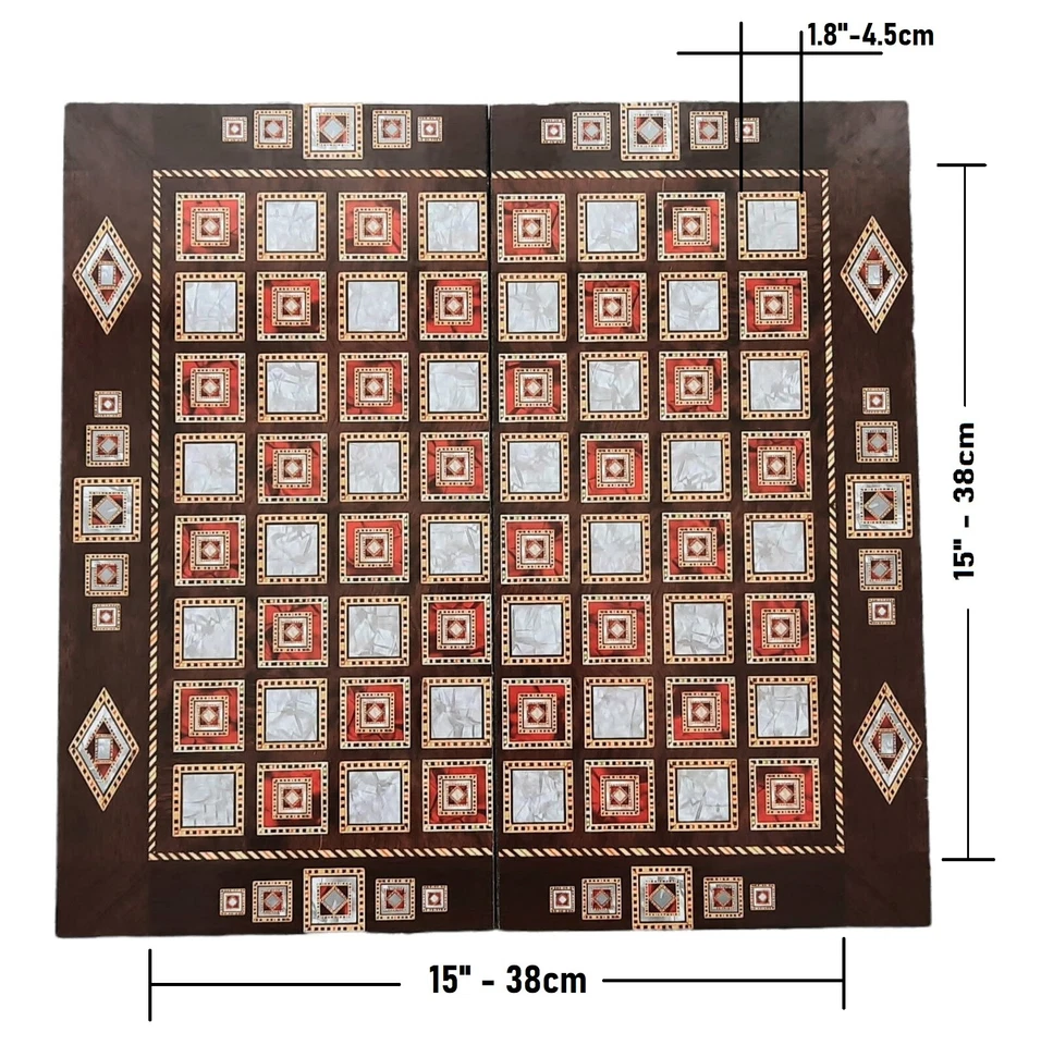 3in1 Backgammon Schach und Dame klappbar Board und alle Stücke enthalten 48cm - Bild 4 von 4