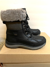 UGG Adirondack III Waterproof Boots Leather Wool Black Womens 8 New