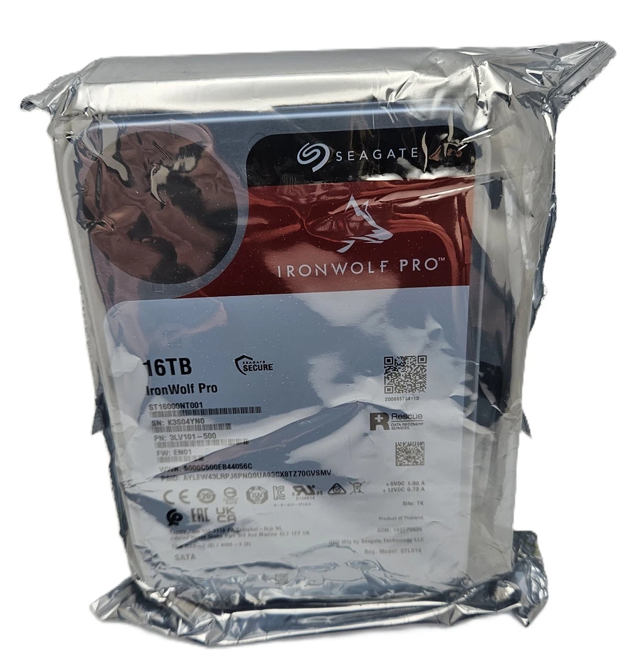 SEAGATE IRONWOLF PRO 16TB 3,5" SATA LAUFWERK - ST16000NT001 *VERSIEGELT* (ERST LESEN)