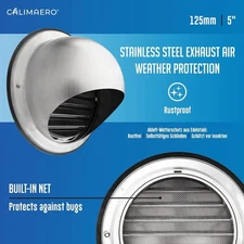 Calimaero KWG 5 inch Round Stainless Steel Ventilation Grill Hood / AIR VENT
