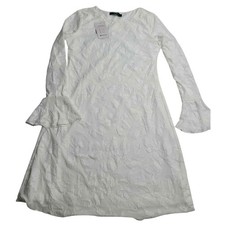 NEW Zesica Floral Mesh Crewneck Bodycon Cocktail White Dress Women's Medium NWT