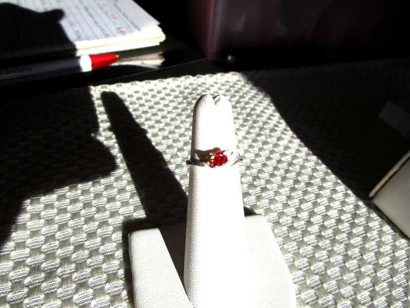 Natural Oval Red Orange Sapphire Ring in Solid Sterling Silver  TIH#302