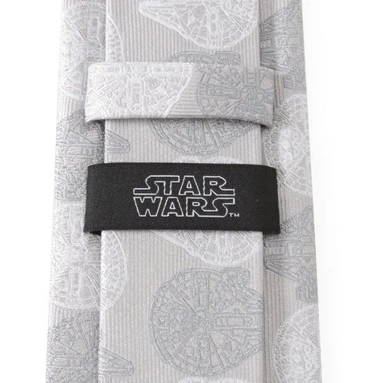 Corbata para hombre Star Wars Halcón Milenario blanca y gris a cuadros Foto 4 de 4