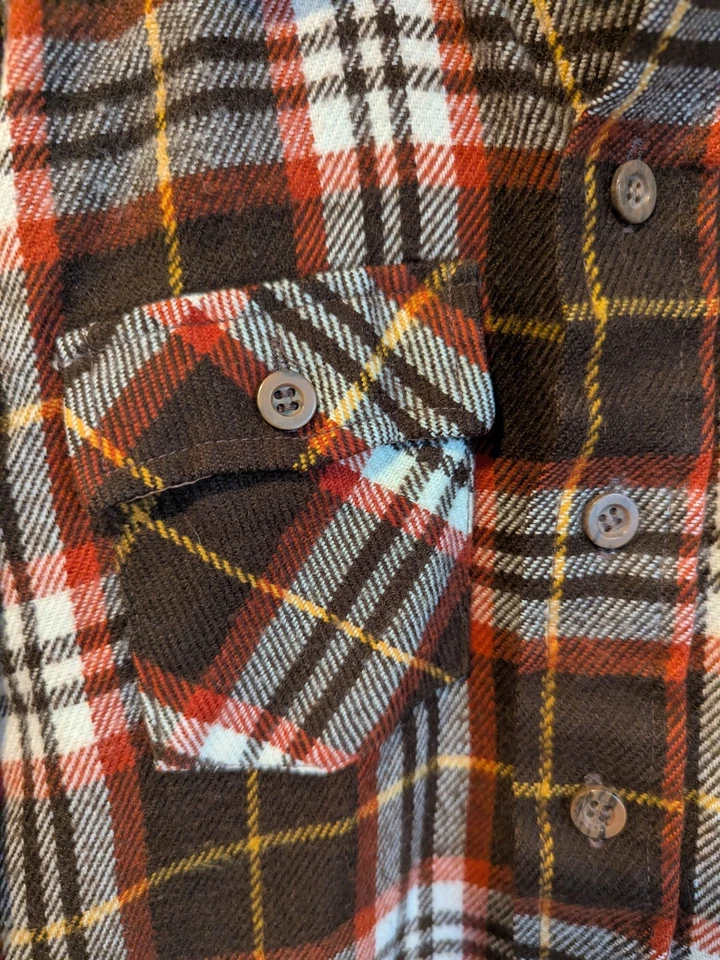 Camisa De Franela de Lana Acrílica Años 70 De Colección Jóvenes Niños Marrón Cuadros McGregor Retro Foto 4 de 4