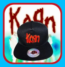 KORN ROCK BAND PATCHED FLAT BRIM TRUCKER HAT SNAPBACK BLACK