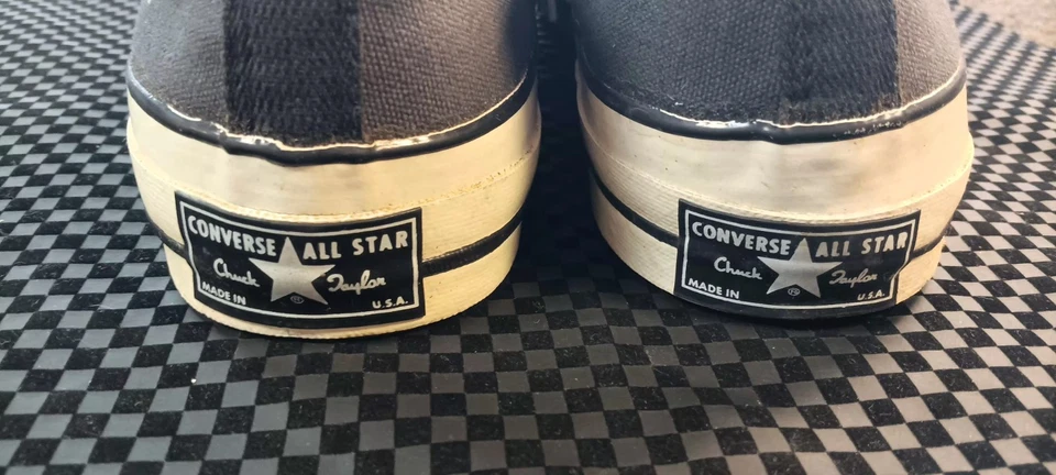 VINTAGE CHUCK TAYLOR CONVERSE 70s BLACK LABEL GRAY LOW TOP SZ 14 1/2 USA - Image 4 of 4