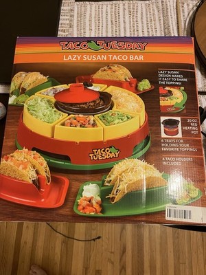 Taco Tuesday Lazy Susan Taco Bar with Heater Pot
