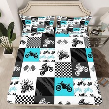 Dirt Bike Bedding Fitted Extreme Sports Bedding Sheets for Boys Girls Racing ...