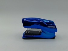 Bostitch Stapler 40-Sheet Half Strip Flat Clinch Metallic Blue