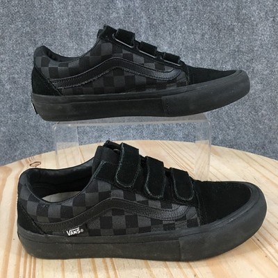 Vans Old Skool V Pro Shoes Mens 6.5 M Sneakers Hook & Loop 721454 Leather Black