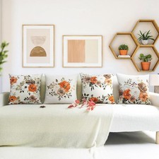Merrycolor Farmhouse Flower Decorative Throw Pillow Covers 18X18 Inch Set of ...