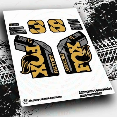 - SENZA MARCHIO/GENERICO - ADESIVI COMPATIBILI WP640 PER FOX 38 FACTORY EBIKE 2025 STICKER KASHIMA GOLD
