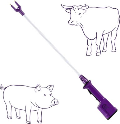 Purple Rechargeable Livestock Prod Waterproof Cattle prod with 23'' Flexible S...