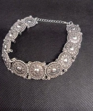 Vintage Retro Silver Tone Collar,Choker,Shield Panel Necklace Adj New Fall 2025 