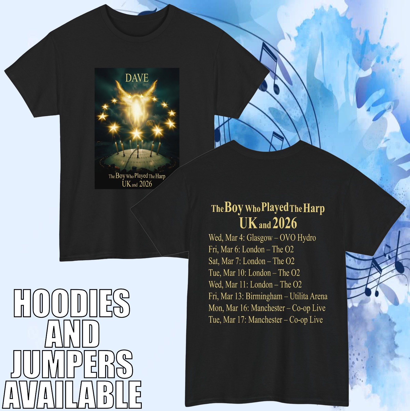 DAVE The Boy Who Played The Harp UK Tour T-Shirt, Music Lover 2026 Unisex Gift