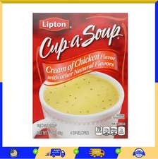 SOUP SECRETS Lipton Instant Soup Cream of Chicken 4 Count For a Warm Cup