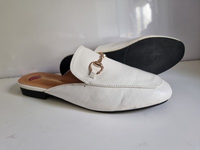 MIOU MILALA DESIGNER UK 6 EU 39,5 DAMEN WEISS LEDER FLACHE PANTOLETTEN SOMMER SANDALEN
