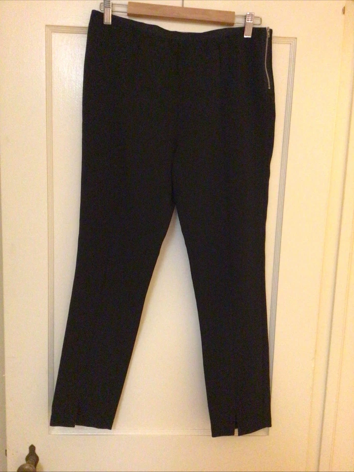 Pantalones elásticos negros Harlowe & Graham para mujer talla mediana cremallera lateral cintura elástica Foto 3 de 4