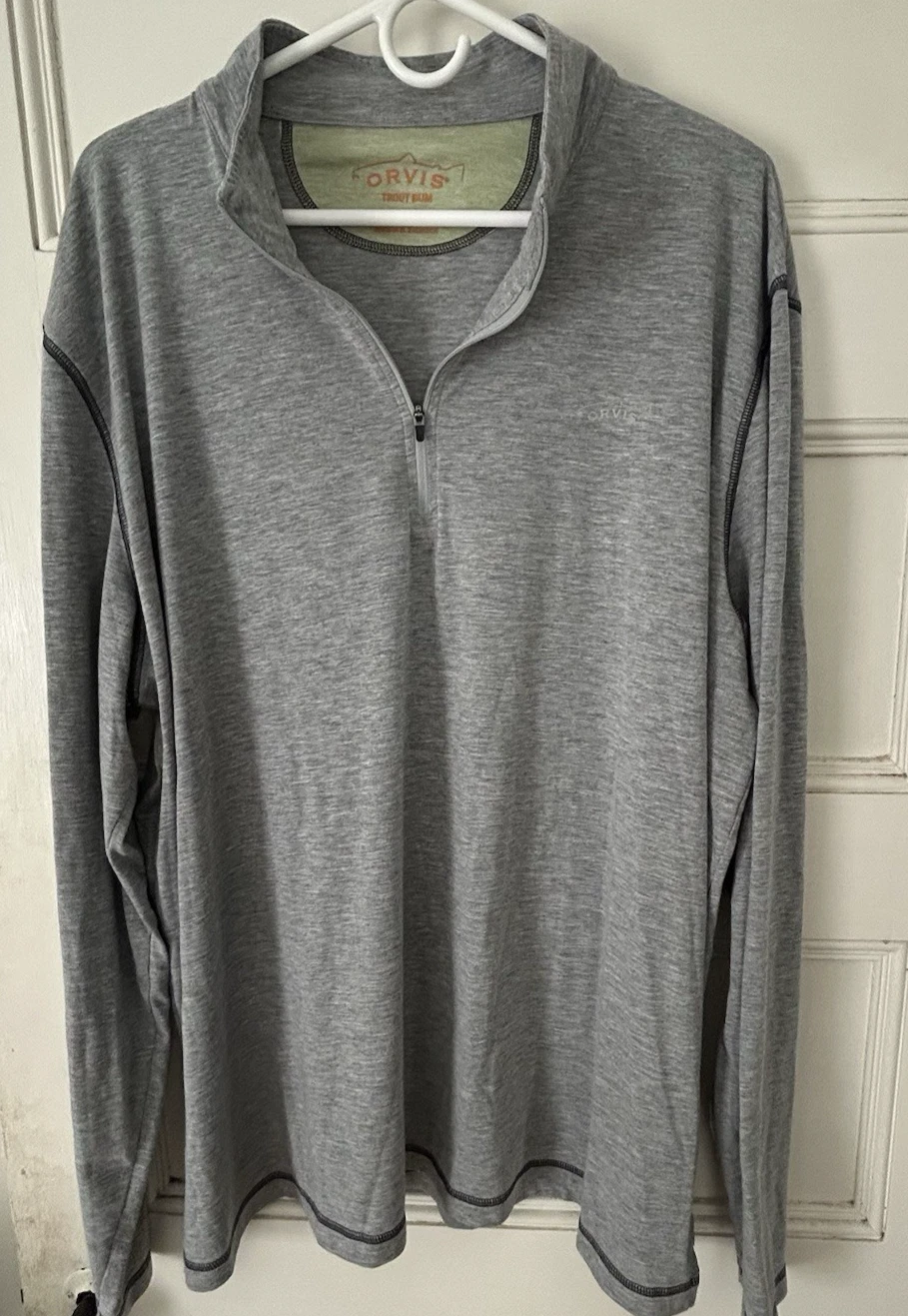 ORVIS Men's XXLarge Gray Lightweight Knit 1/4 Zip Pullover QUALITY & COMFORT