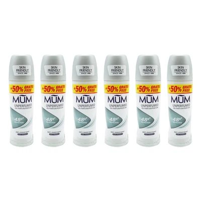 Mum Roll-On Deodorant for Women Perfume Free 75 ml - Pack Of 6