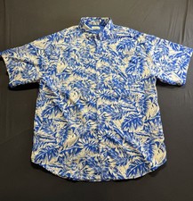 Columbia PFG Vented Fishing Shirt Large Allover Print Tropical Swordfish Blue