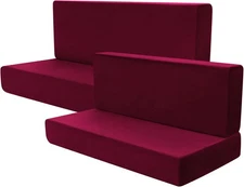 Buryeah 4 Pcs RV Dinette Cushion Covers Booth Set Furniture Protector Wine 