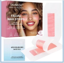 Facial Wax Strips for Women, Hair Removal Kit with 18 Strips + 4 Soothing Wipes