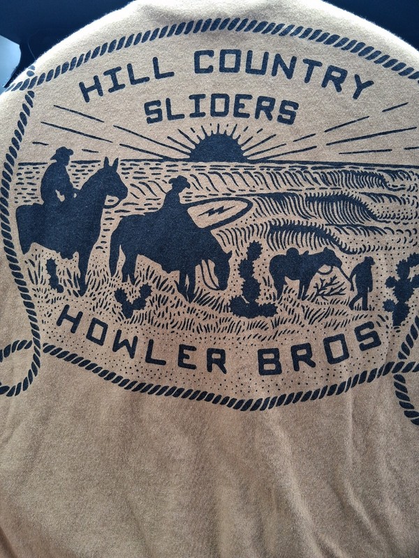 Howler Brothers Hill Country Sliders Long Sleeve Tan T shirt Med Heed the Call