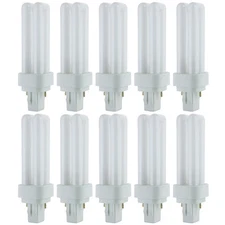 10 Pack Sunlite 13 Watt PLD 2-Pin Double Twin Tube, GX23-2 Base, Warm White