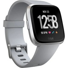 Fitbit Versa FB504SRGY Silver Aluminum Fitness Activity SmartWatch Sizes S  L