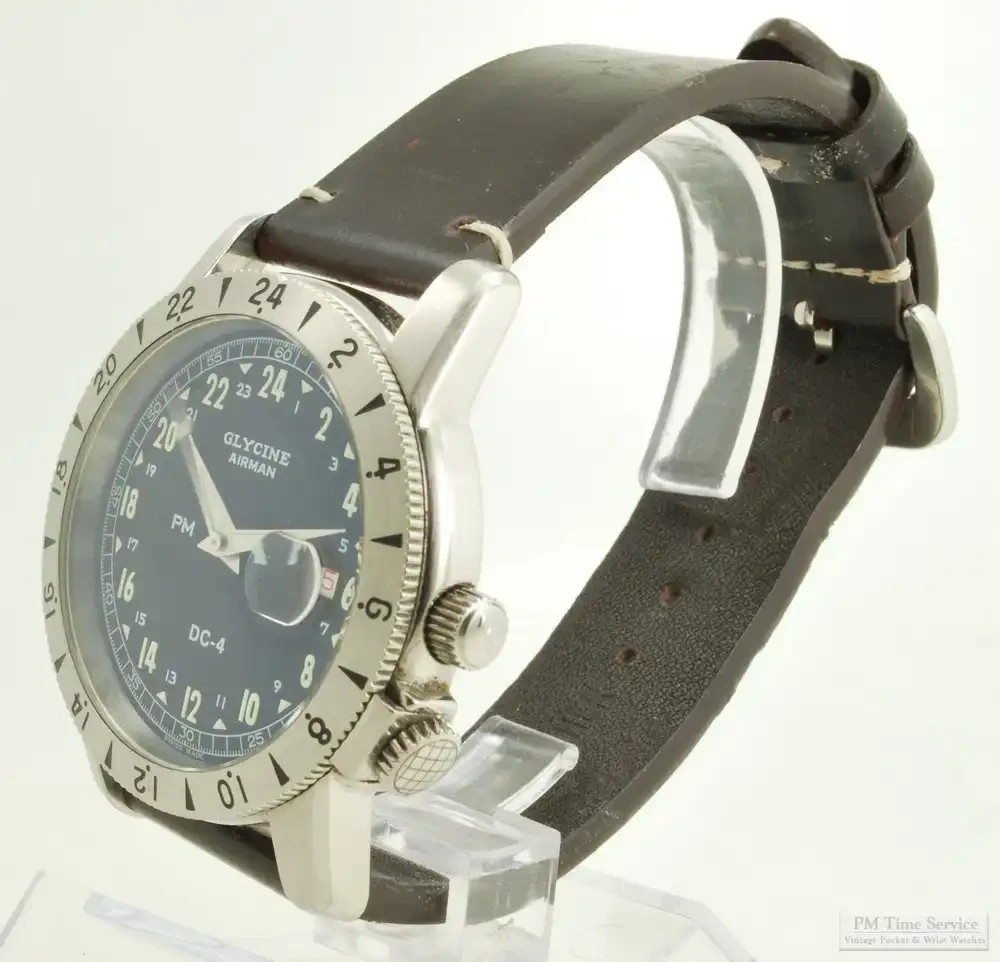 Glycine Airman DC-4 Purist 24-hour automatic wrist watch w/ date, 25J, SS case