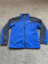 The North Face Boys Fleece Lined Jacket Medium 10/12 Blue Gray W/ Orange Accent