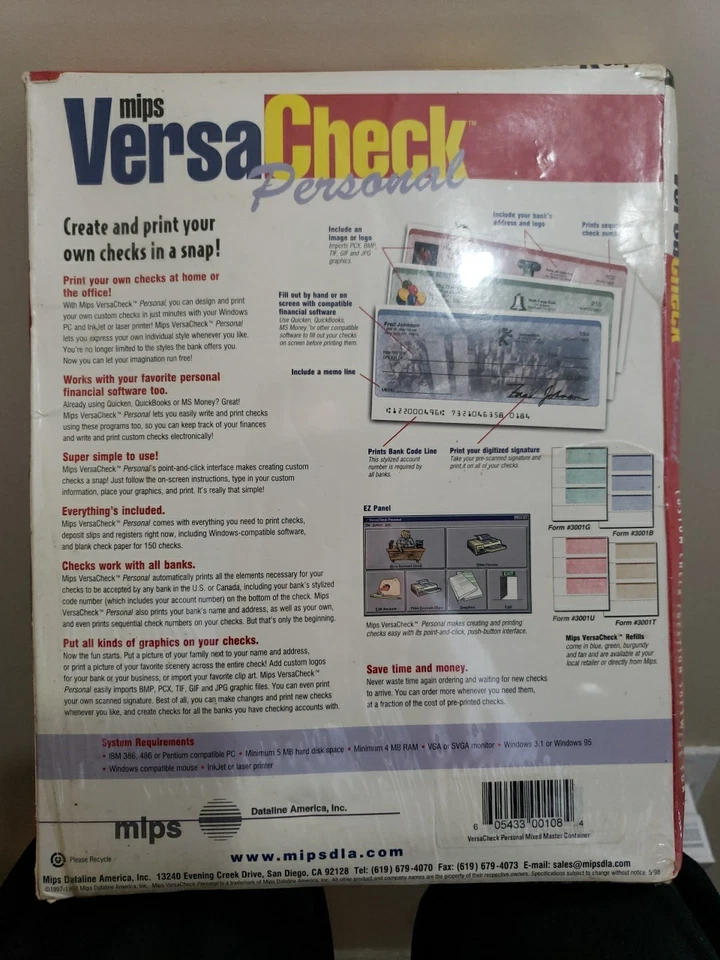 Mips Versa Check Personal Custom Check Creation Software 3.5" Floppy w/150 Blank - Image 2 of 4
