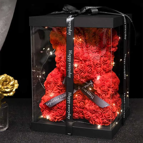 Teddy Bear Rose 10in Flower Rose Bear with Box & Led Light Valentines Gift - Picture 6 of 7
