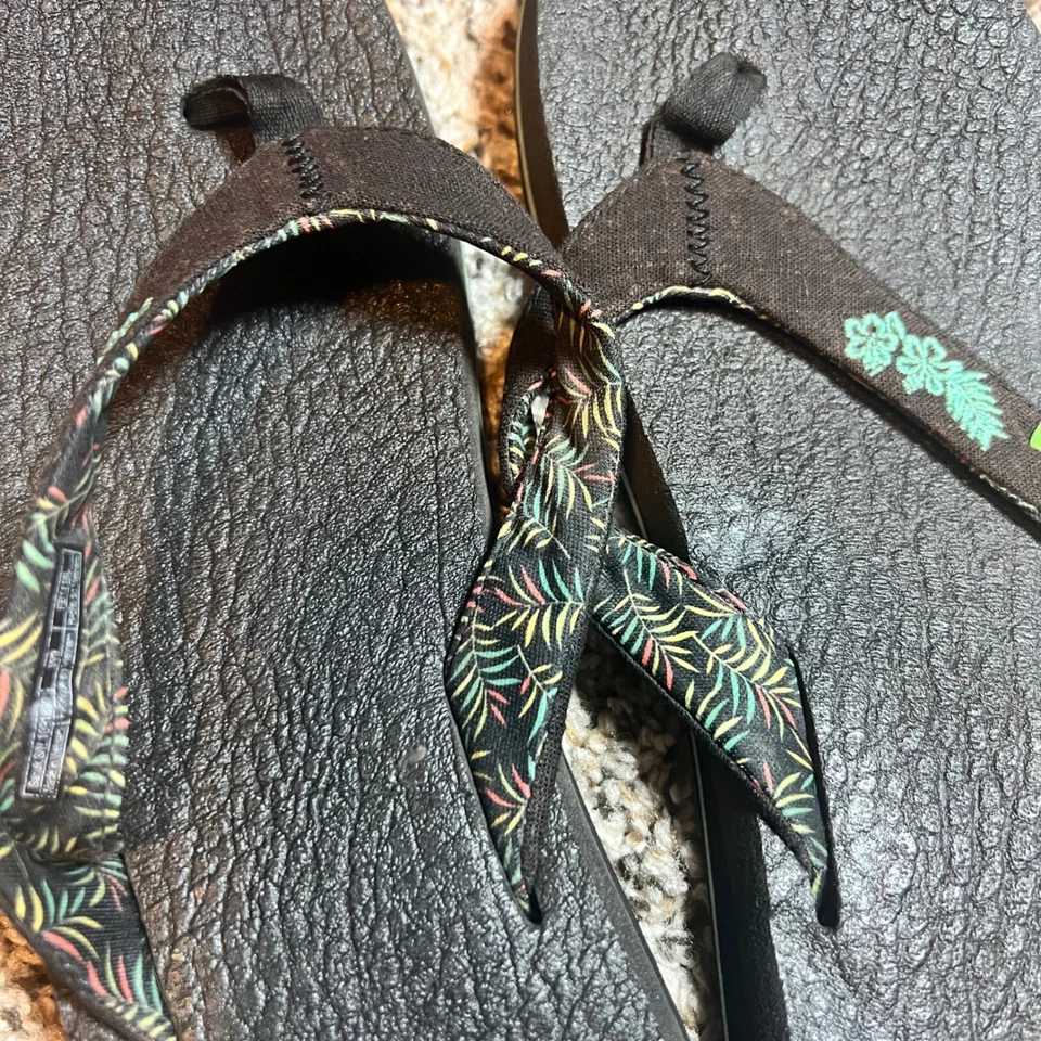 Сандалии-шлепанцы Sanuk Yoga Sling 2 тропические удобные черные женские 9 - Изображение 4 из 4