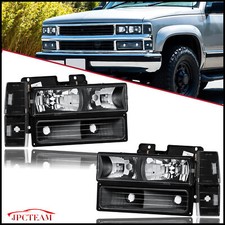 Pc2 Black Housing Headlights Bumper For 1988-1993 Chevy C10 Ck 1500 2500 3500